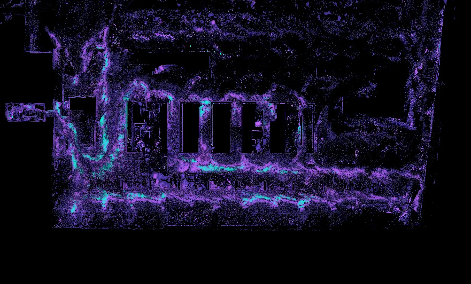 Thermal pattern on floor indicating leak